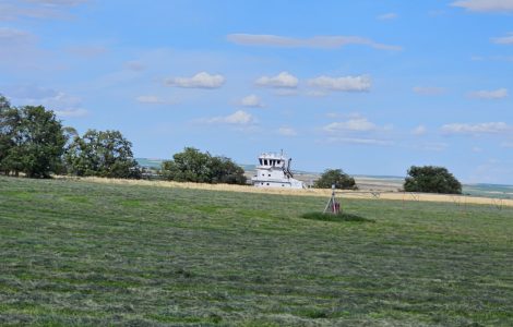 Tugboat in the hay field?